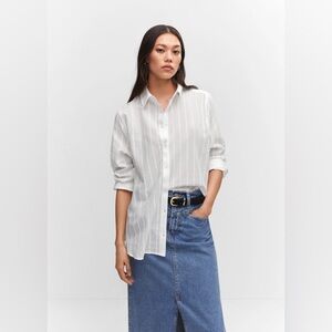 NWOT Mango Embroidered Cotton Blouse Top - white - size small